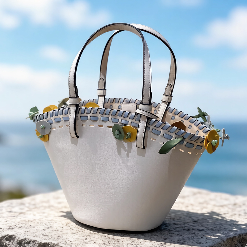Luxury Bags 2026 - 女性用小型トートバッグ 高級デザイナーハンドバッグ パース 2026年新作 PU素材 編み込みアップリケトリム付き
