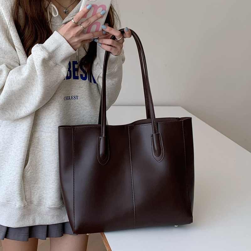 Luxury Bags 2026 - ヴィンテージレディーストートバッグ、新しい韓国バージョン、大容量、シンプルな通勤バッグ、ファッショナブルで多用途、シングルショルダーバッグ