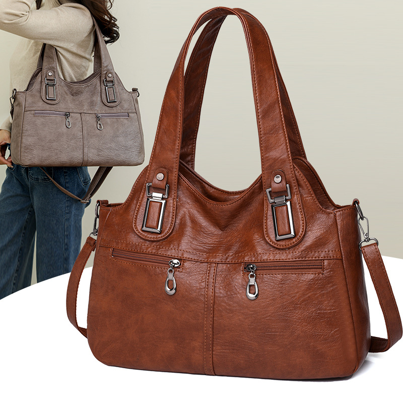 Xl Luxury Bags - 2024年 女性用 高級レザーショルダーバッグ トップハンドルバッグ カジュアル 大容量