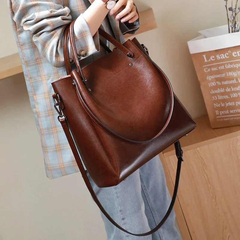 本革トートバッグ レディース 大容量 オイルワックスレザー  - Xl Luxury Bags のレビューと価格