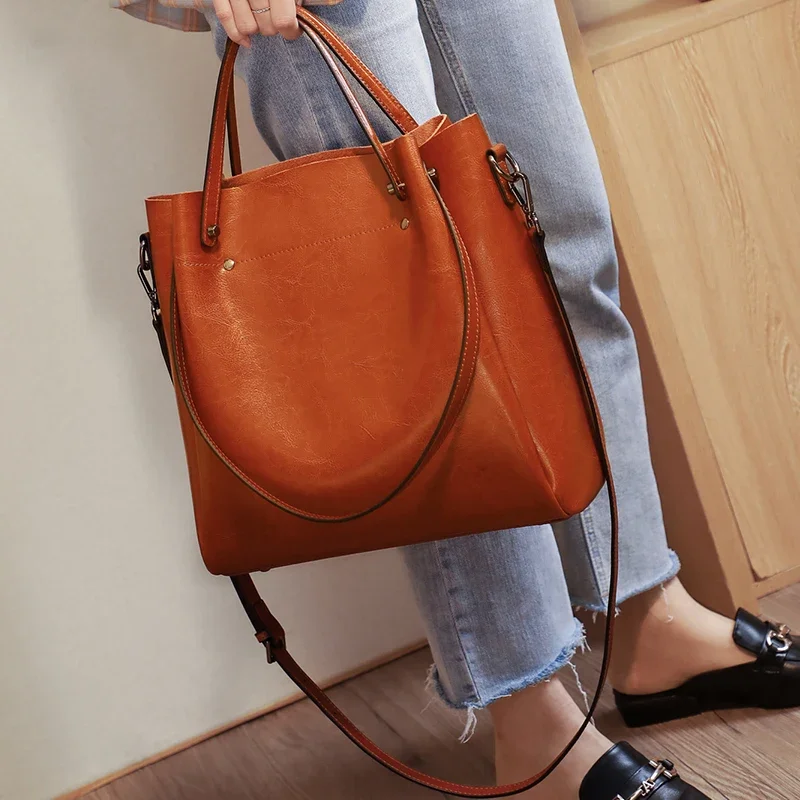 本革トートバッグ レディース 大容量 オイルワックスレザー  - Xl Luxury Bags のレビューと価格
