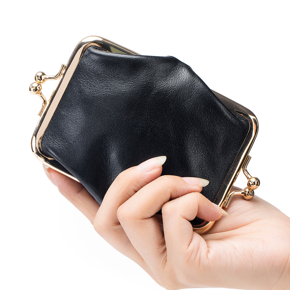 本革の女性用ダブルクランプウォレット,牛革の小さなウォレット - Luxury Bags Consignment のレビューと価格
