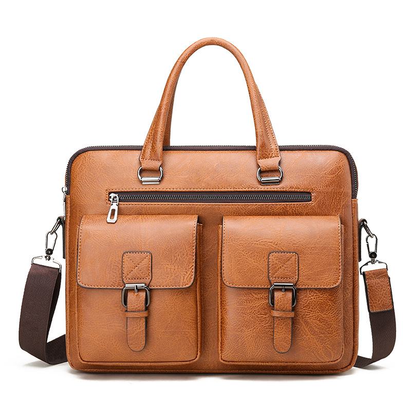 男性用PUレザービジネスブリーフケース,ショルダーバッグ,ラ - Luxury Bags Office のレビューと価格