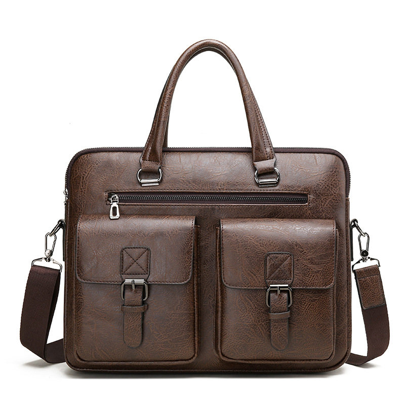 男性用PUレザービジネスブリーフケース,ショルダーバッグ,ラ - Luxury Bags Office のレビューと価格