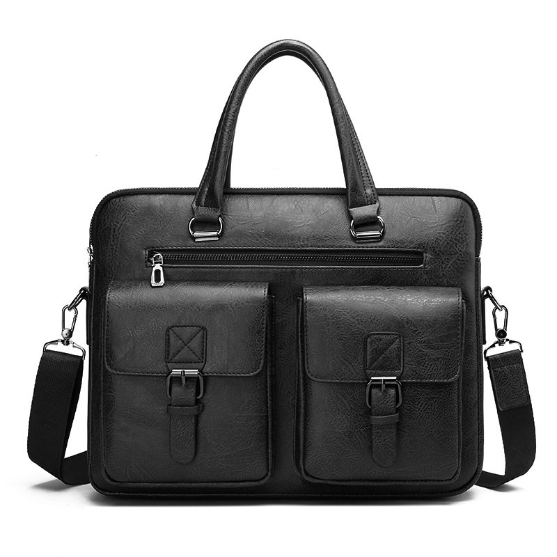 男性用PUレザービジネスブリーフケース,ショルダーバッグ,ラ - Luxury Bags Office のレビューと価格