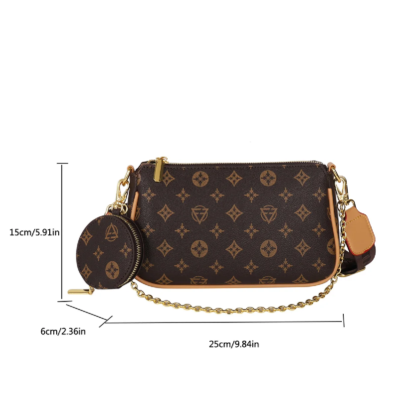 女性ファッション花柄レタープリントショルダーバッグチェーン大 - Luxury Bags Vip のレビューと価格