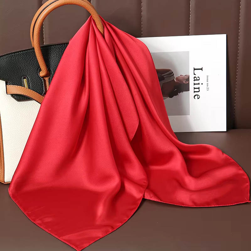 高級無地シルクスクエアスカーフ女性用ソフトサテン馬毛ヘアバン - Luxury Bags Office のレビューと価格
