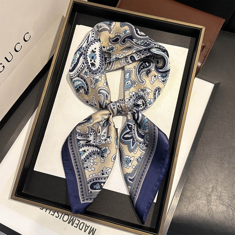 高級サテンスクエアスカーフペイズリープリントヘアバンドヴィン - Luxury Bags Vintage のレビューと価格