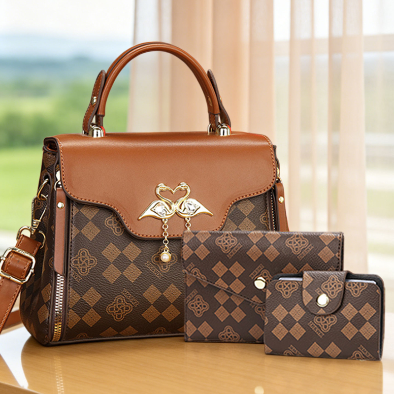 3ピース女性用バッグセット、軽量高級プリント柄女性用クロスボ - Luxury Bags For Women のレビューと価格