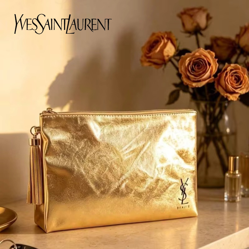 YSLゴールデンコスメティックバッグ、携帯用防水多機能ポーチ - Luxury Bags Consignment のレビューと価格