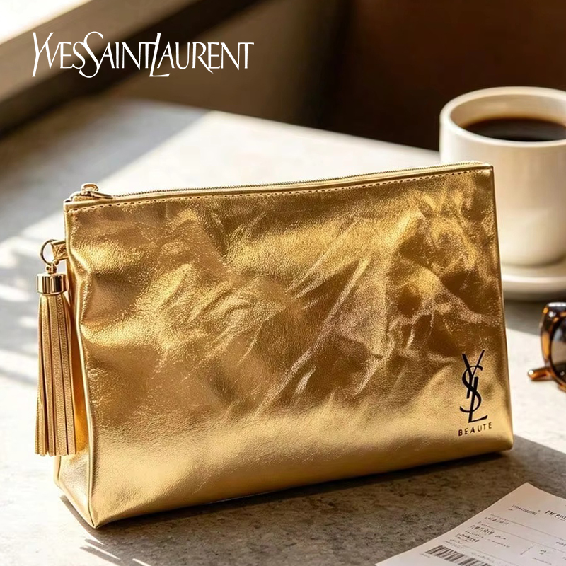 YSLゴールデンコスメティックバッグ、携帯用防水多機能ポーチ - Luxury Bags Consignment のレビューと価格